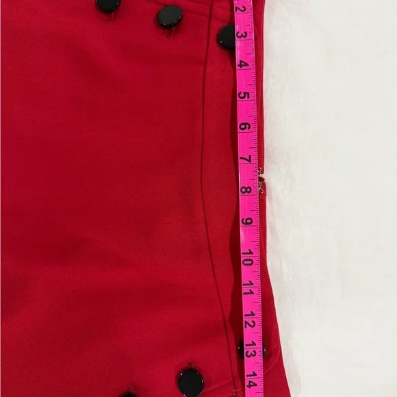 LOFT Red Mini Skirt with Black Buttons - Picture 5 of 5